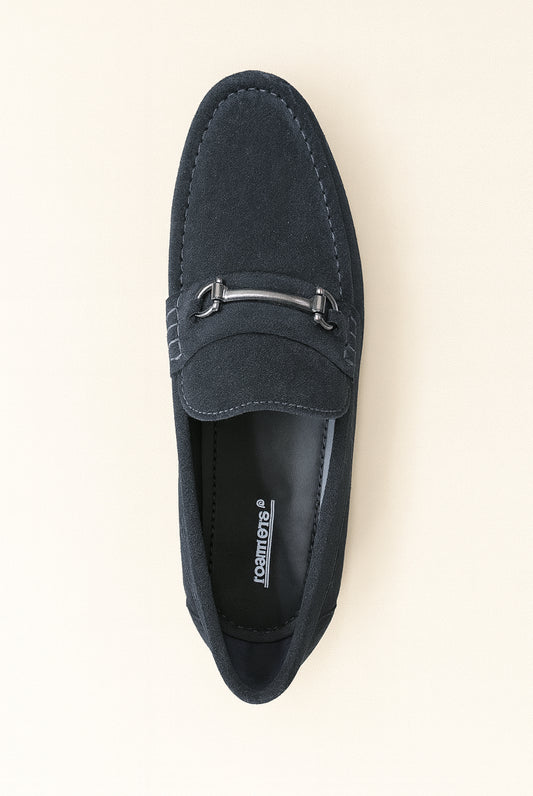 Roamers Leather Suede Loafer - Navy