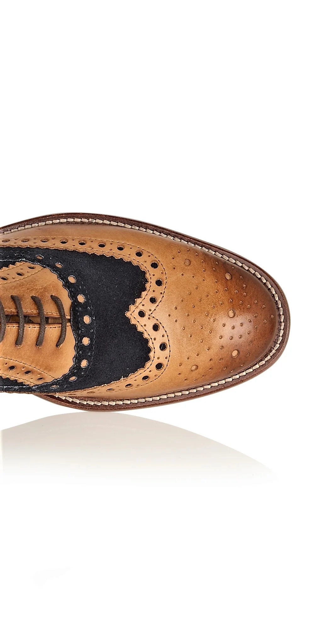 Gatsby Brogue - Tan / Navy Suede