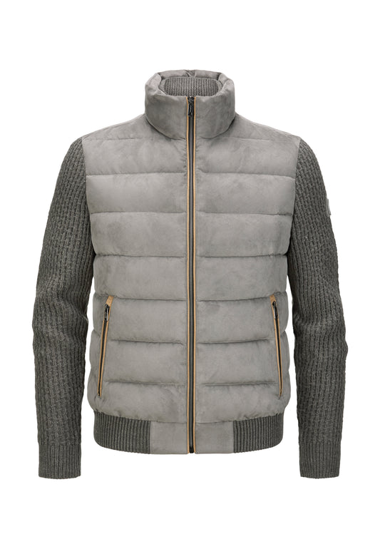 Milestone Zip Jacket with Knitted Sleeves - Ash Grey