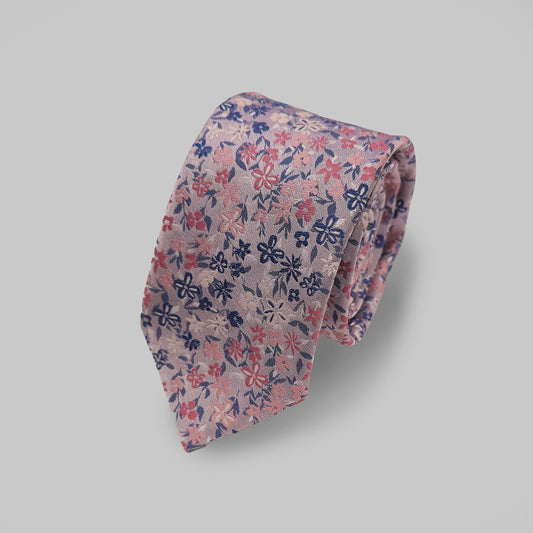 Mini Floral Print Tie and Hankie Set - Pink