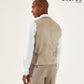 Stone Linen-Blend 3 Piece Tailored Fit Suit - Waistcoat