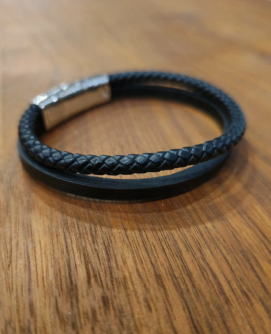 MagRelief - Leather Bracelet - Black MR025