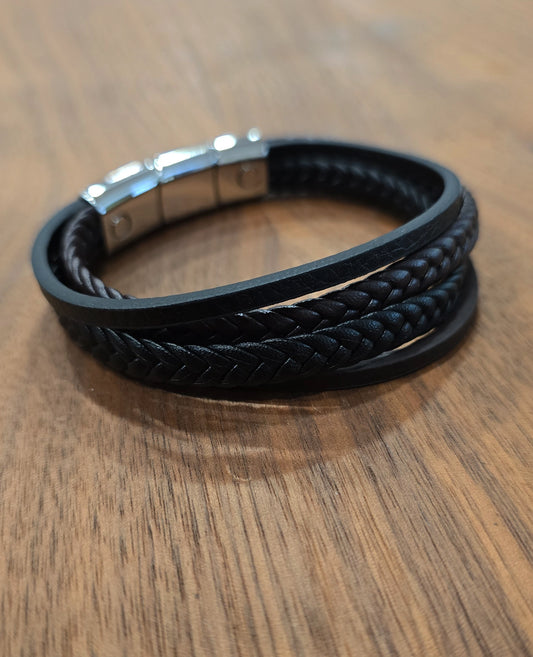 MagRelief - Leather Bracelet - Black and Brown MR030