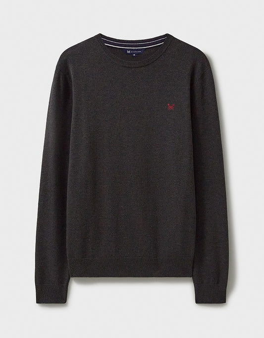 Organic Cotton Crew Neck Jumper in Charcoal