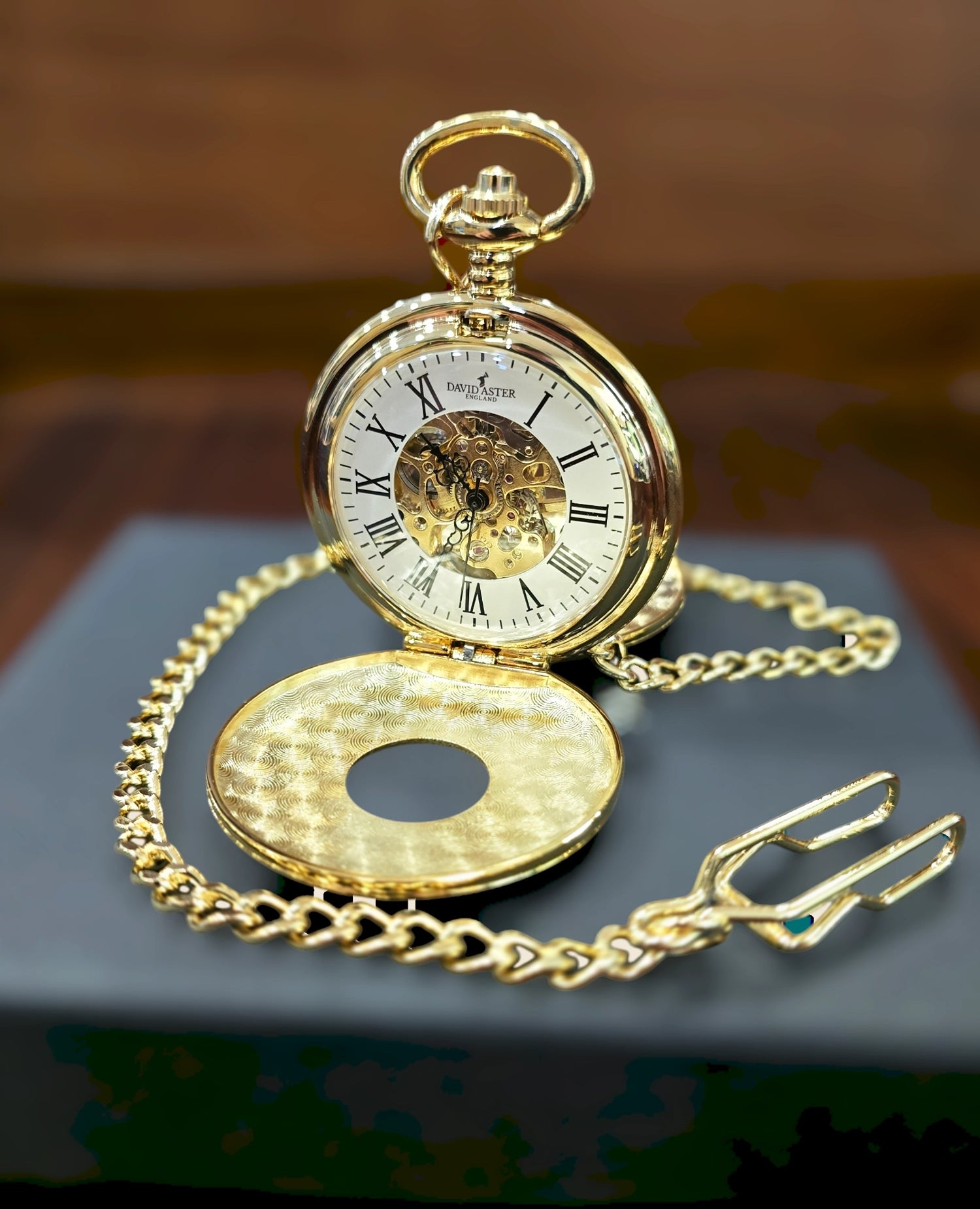 Gold Patterned Half Hunter Mechanical Pocket Watch – Blooms Menswear