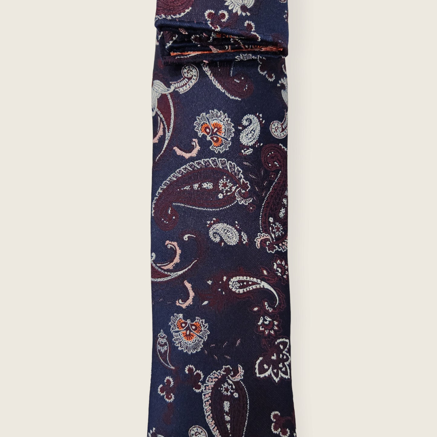 Tie and Hankie Set - Paisley Navy and Burgundy I173116
