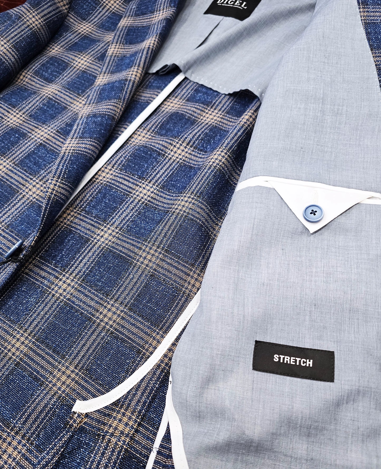Blue Check Jersey Stretch Jacket