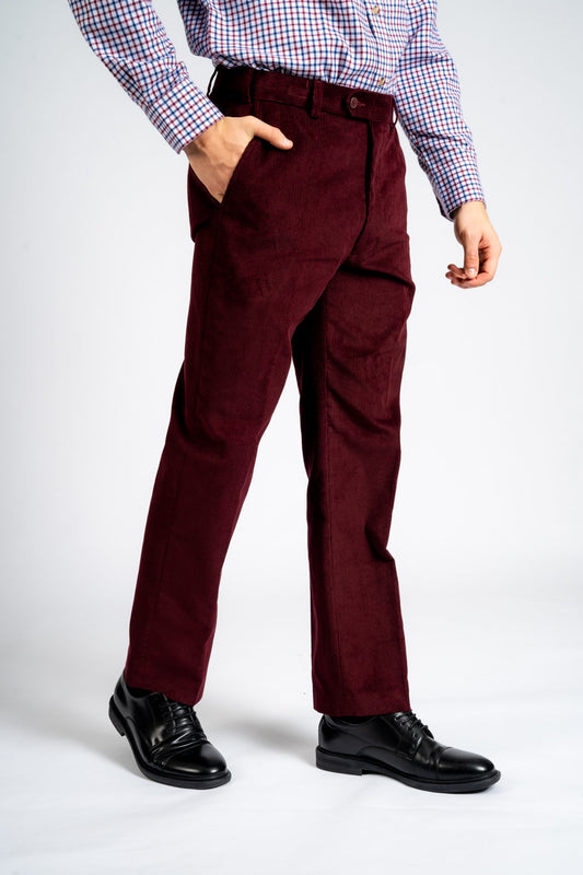 Expand -A- Band Cord Trouser - Wine King Sizes