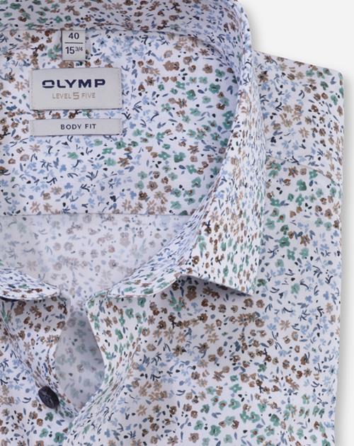 OLYMP Luxor Body Fit, Business Shirt, Global Kent, Green Floral