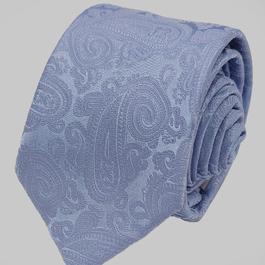 Paisley Print Tie and Hankie Set - Cornflower