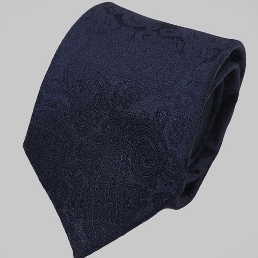 Paisley Print Tie and Hankie Set - Navy