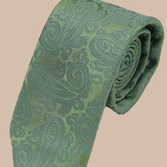 Paisley Print Tie and Hankie Set - Sage