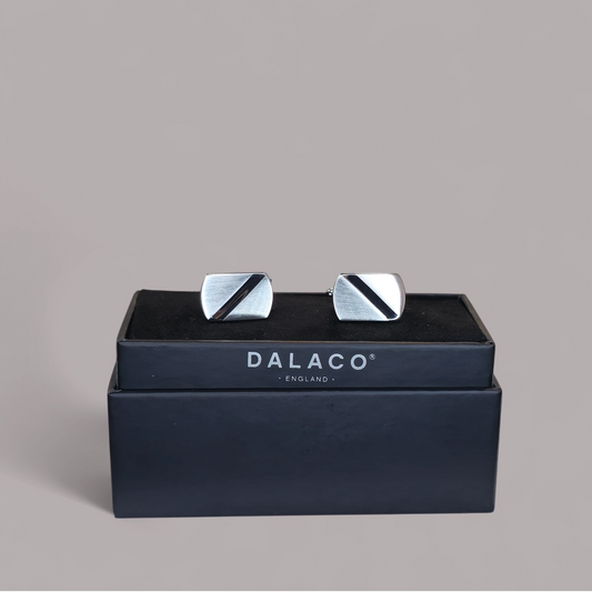 Polished Rhodium Plated with Shiny Stripe Cufflinks