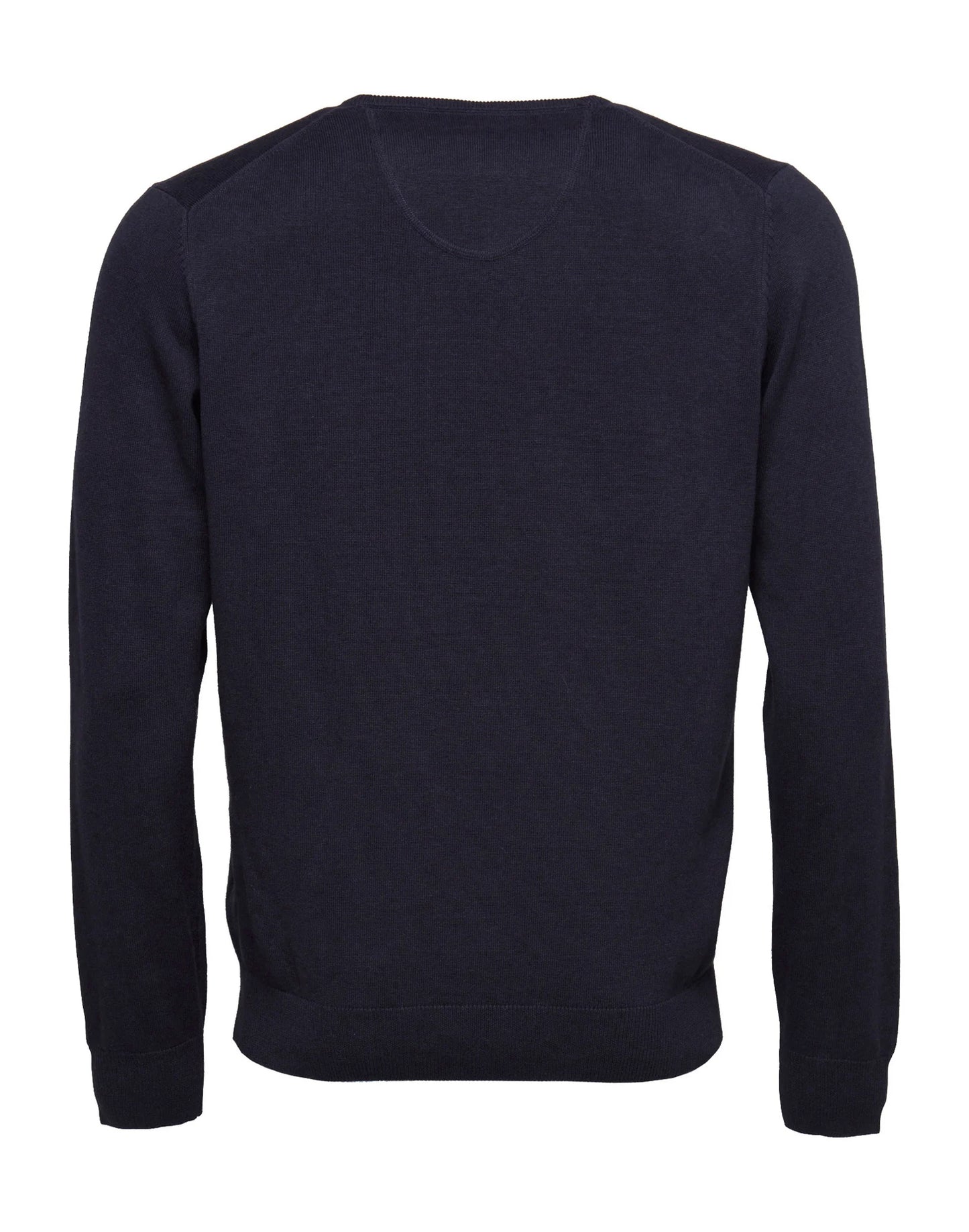 FINELY KNITTED V-NECK COTTON SWEATER - Navy