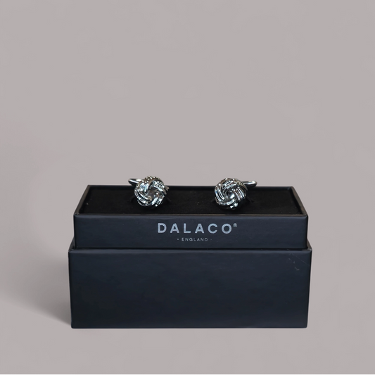 Double Cord Knot Rhodium Plated Cufflinks