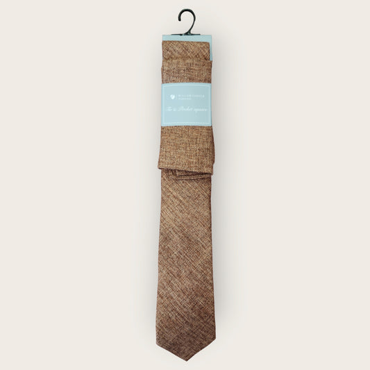 Tie and Hankie Set - Tweed Brown I172634