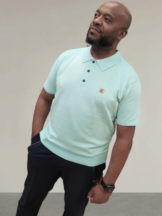 Gabicci Vintage - Short Sleeve Knitted Polo - Glass