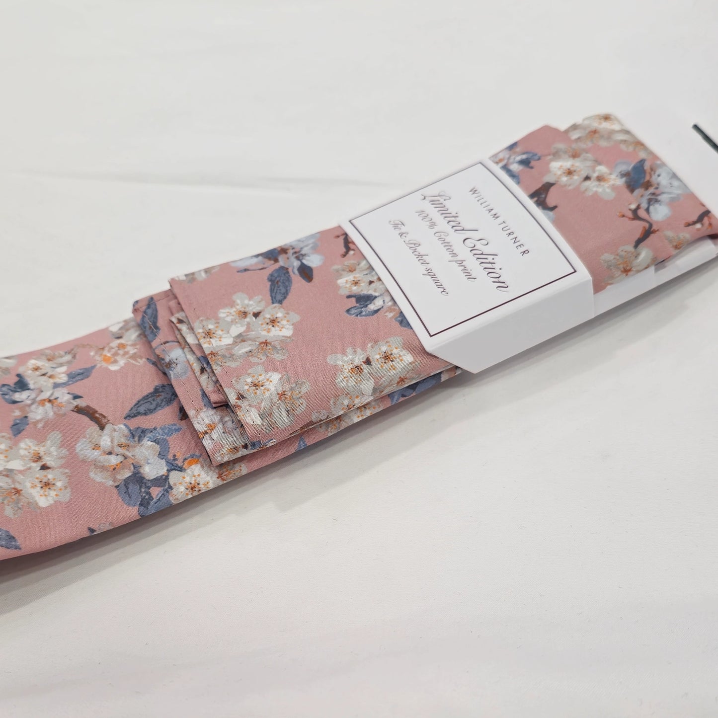 Wedding Blossom Tie and Hankie Set - Pink