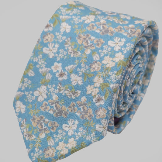 Wild Flower Tie and Hankie Set - Ultra Marine