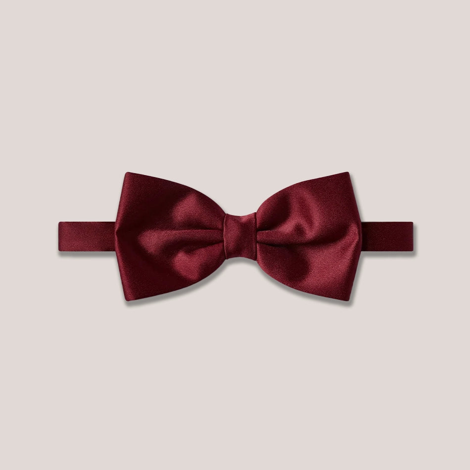 Satin Clip-On Bow Tie - Wine