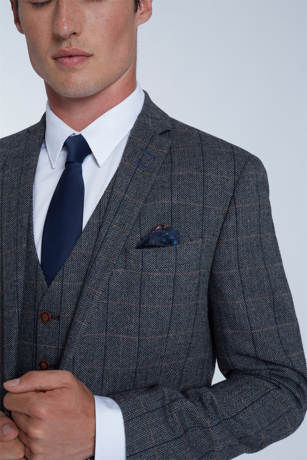 Grey Tweed Over Check Suit from Antique Rogue - Jacket