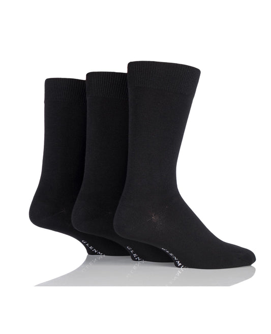 Mens Bamboo Classic Plain Socks 3-Pair - Black