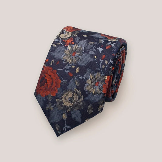 Large Floral Tie - Multi on Navy 1901/4