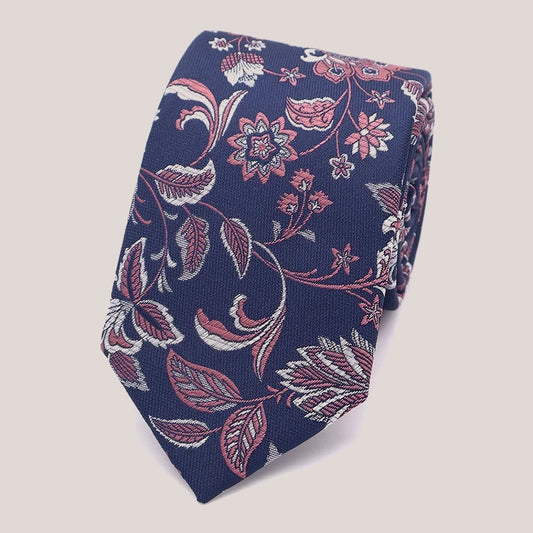 Wedding Floral Tie - Rose on Navy 8013/10