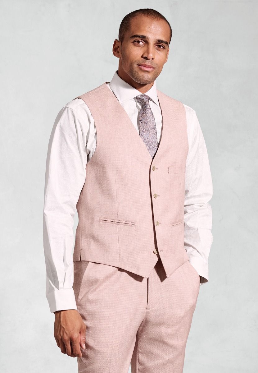 Hardy Tailored Fit Texture Suit Waistcoat - Pink
