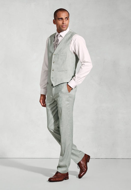 Hardy Tailored Fit Texture Suit Waistcoat - Green