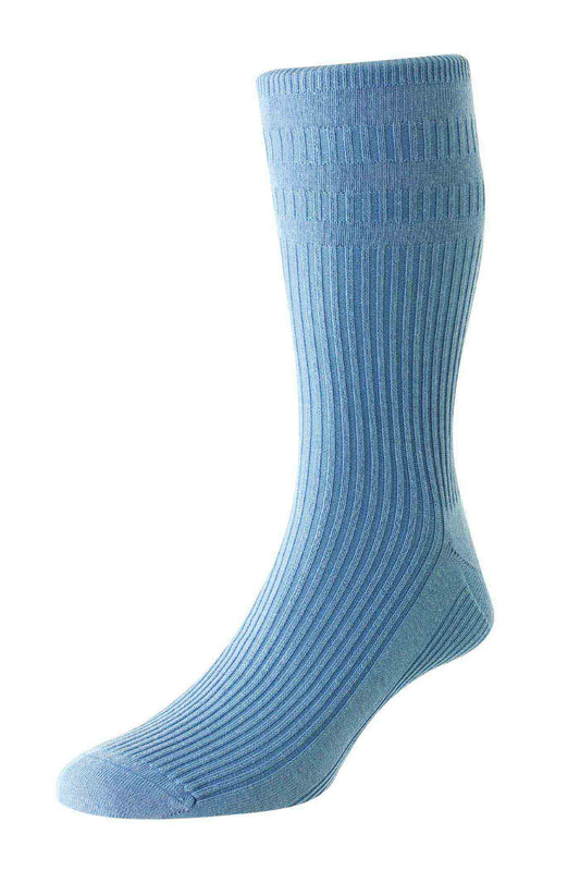 HJ Hall Cotton Rich Soft Top Socks - Light Blue