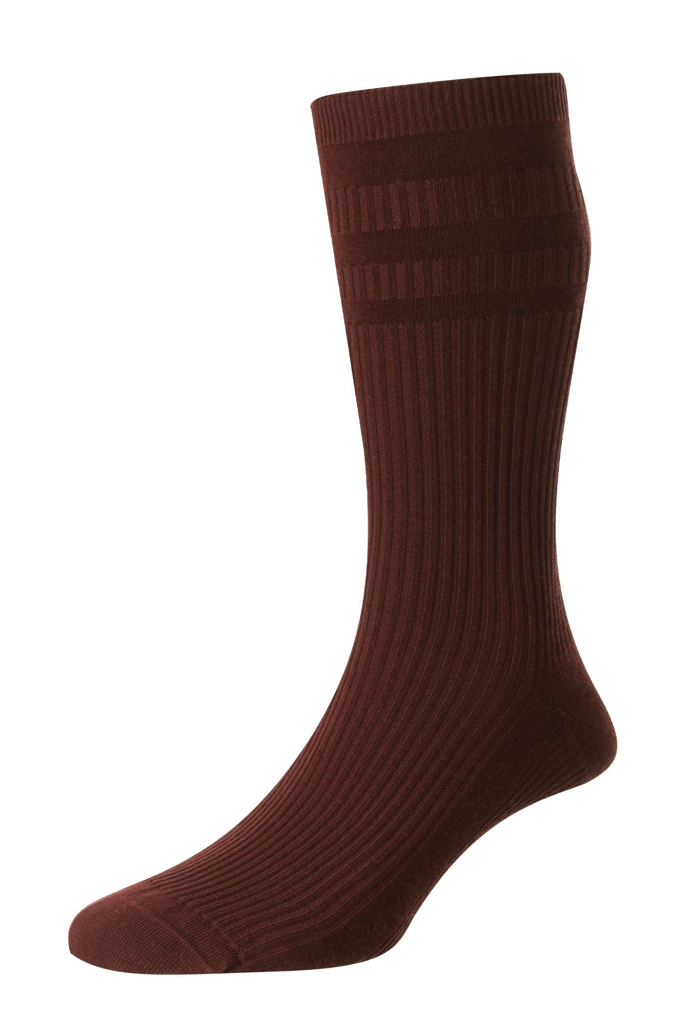 HJ Hall Cotton Rich Soft Top Socks - Wine