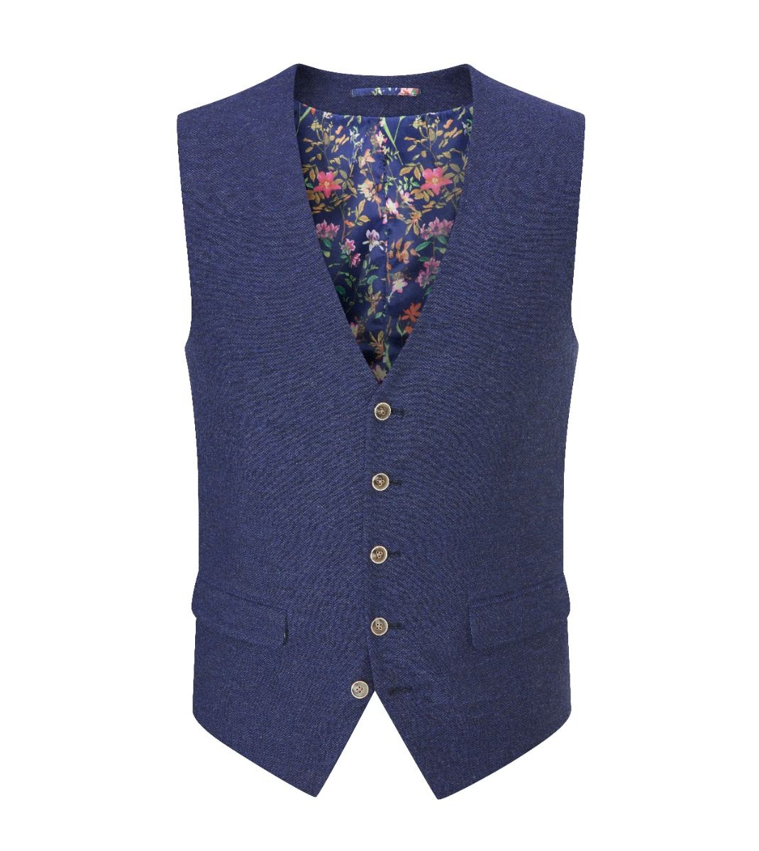 Jude Tweed Suit Waistcoat - Navy