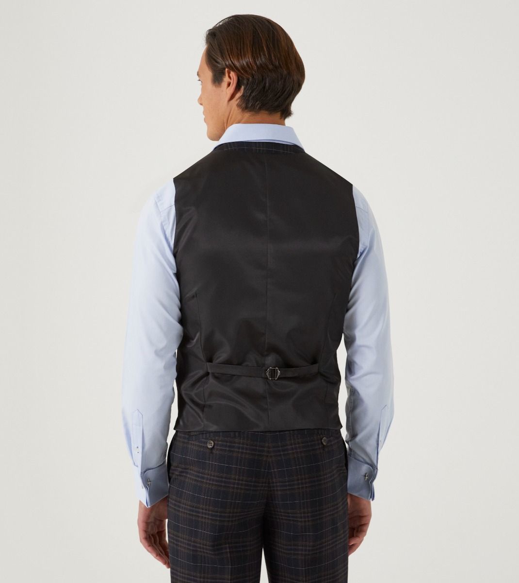 Alton Suit Black / Brown / Blue Check - Waistcoat