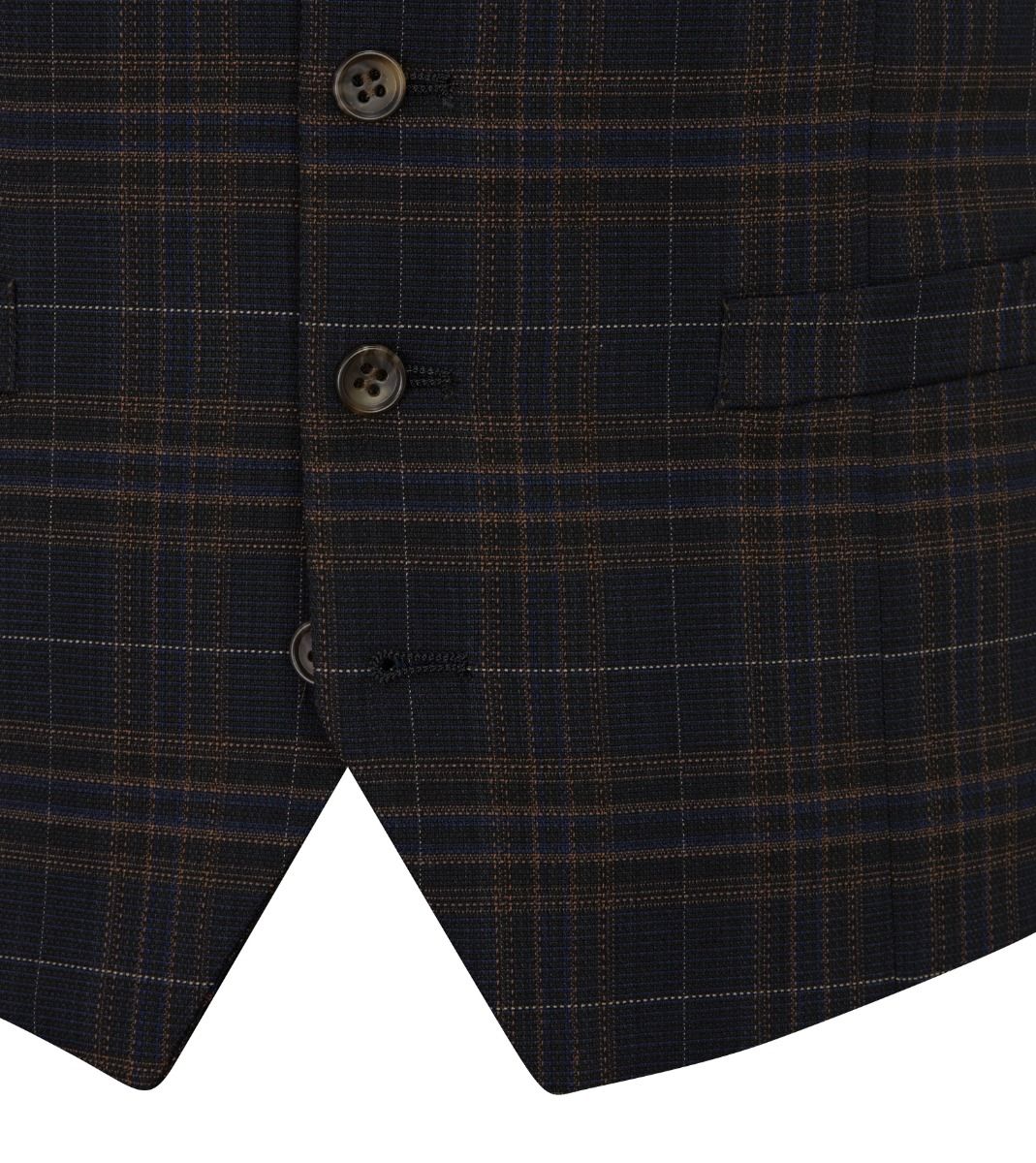 Alton Suit Black / Brown / Blue Check - Waistcoat