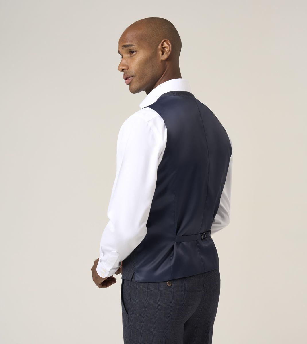 Elijah Navy Prince of Wales Check 3-Piece Suit - Waistcoat