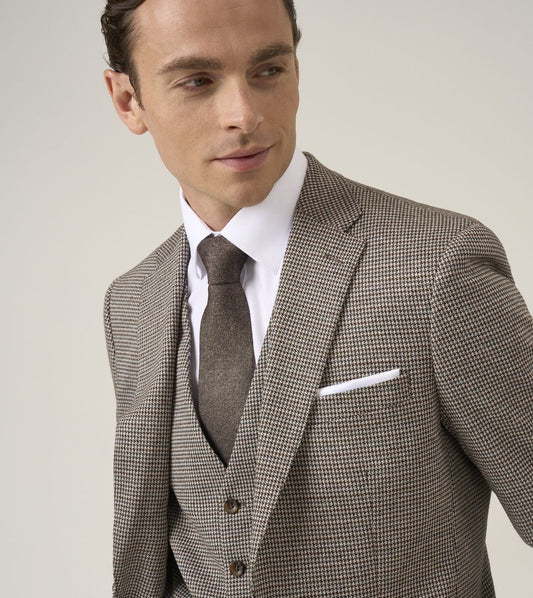 Cannon Brown Houndstooth 3 Piece Suit - Jacket
