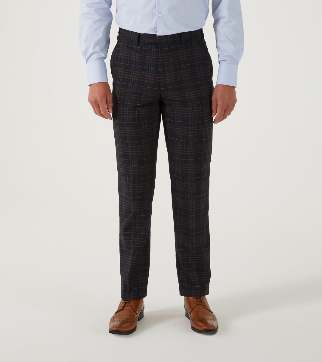 Alton Suit Black / Brown / Blue Check - Trousers