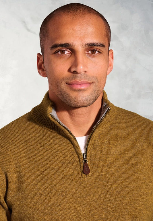 Lambswool Quarter Zip Rutherford - Mustard