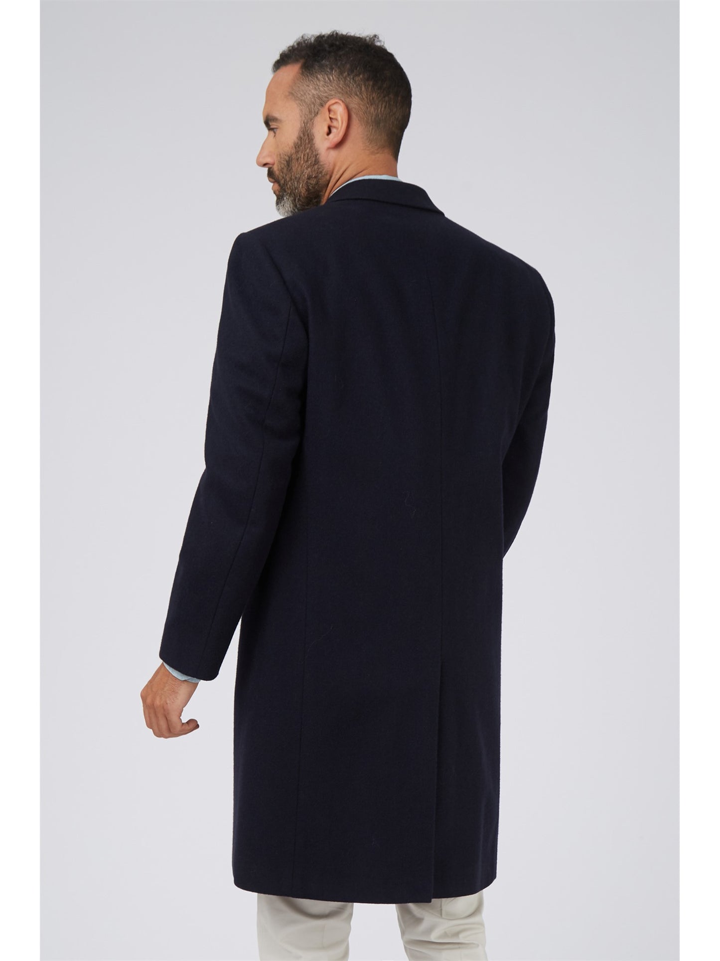 3/4 Wool-Rich Cashmere Blend Overcoat - Navy