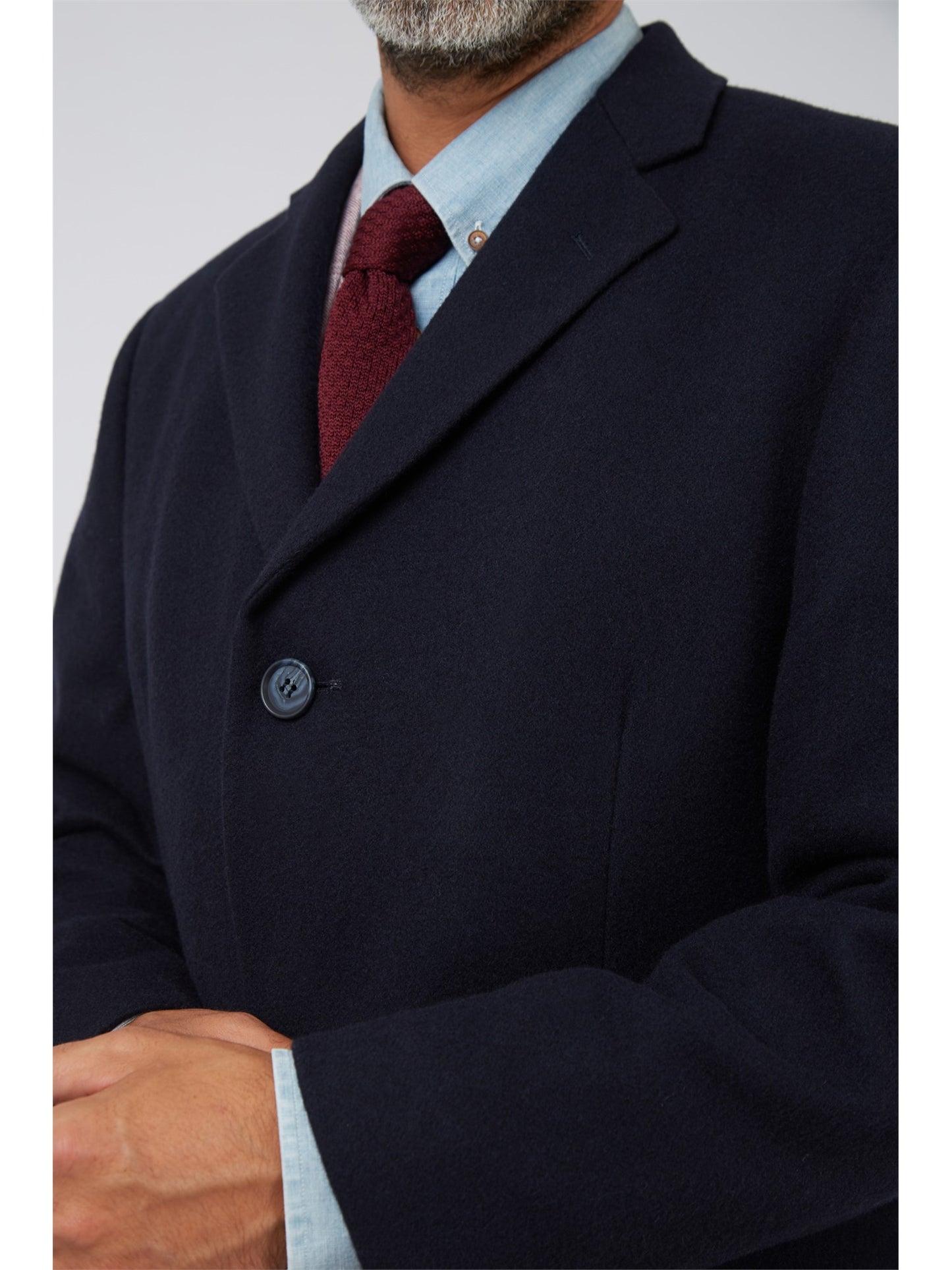 3/4 Wool-Rich Cashmere Blend Overcoat - Navy