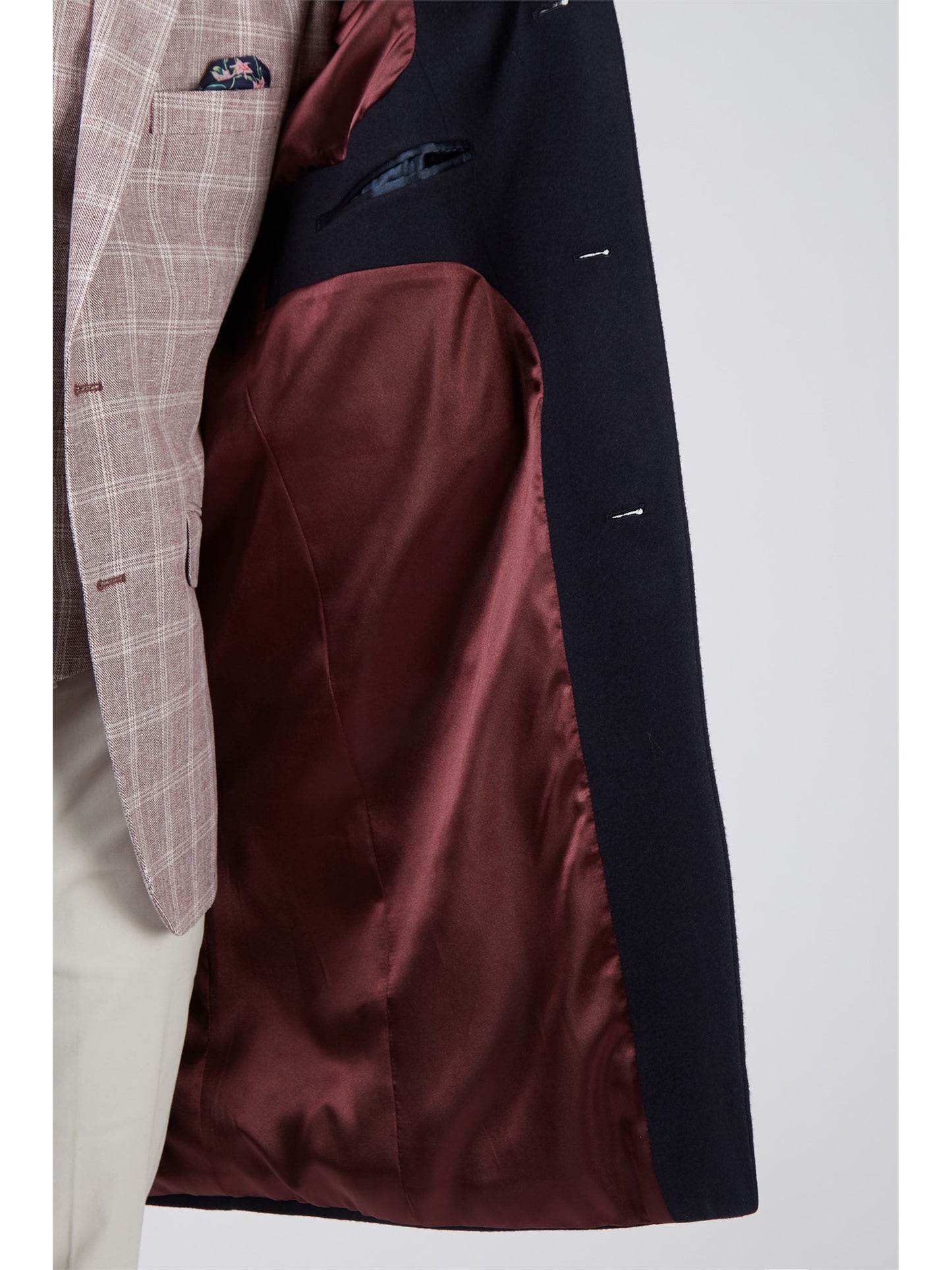 3/4 Wool-Rich Cashmere Blend Overcoat - Navy