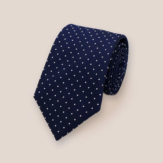 Pure Silk Polka-Dot Tie - Navy 7103/3