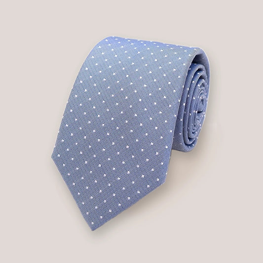 Pure Silk Polka-Dot Tie - Sky 7103/4