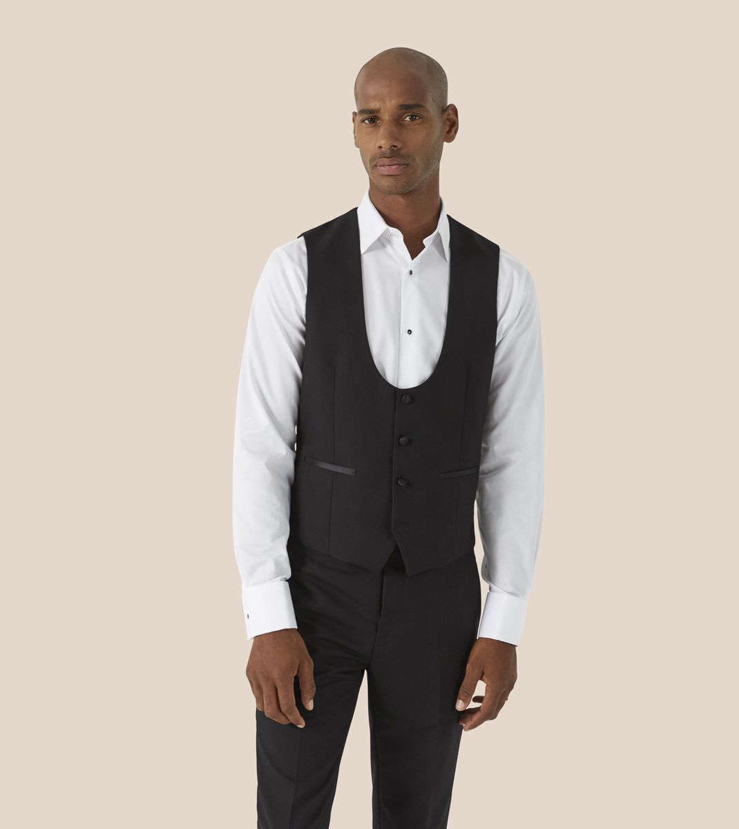 Sinatra Black Scoop Tuxedo Waistcoat