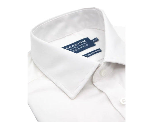 Paradigm Non-Iron Pure Cotton Twill Shirt - Double Cuff - White