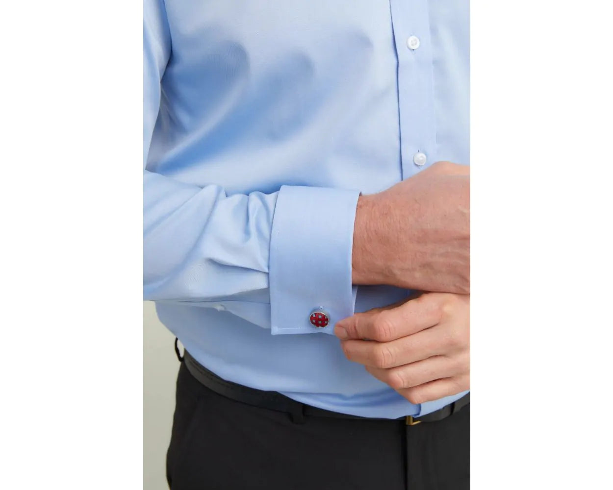 KING SIZE - Paradigm Non-Iron Pure Cotton Twill Shirt - Double Cuff - Light Blue