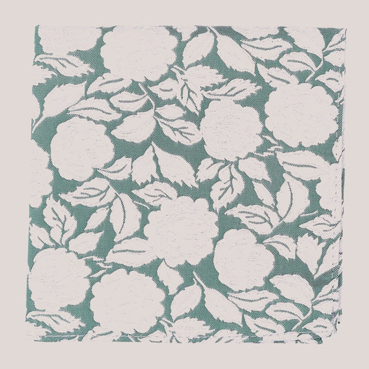 Wedding Rose Tie - Silver on Bottle Green 8010/4