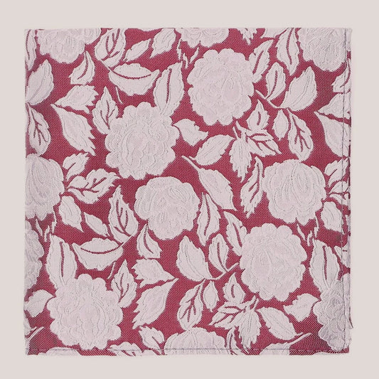 Wedding Rose Tie - Silver on Wine 8010/9