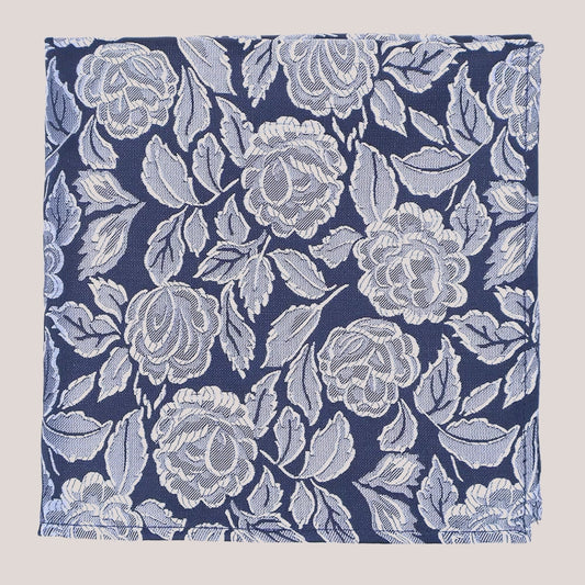 Wedding Rose Tie - Sky Blue on Navy 8012/2